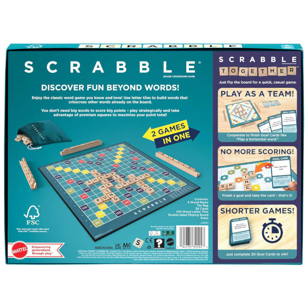 Scrabble Board Game (Wooden Tile Edition)