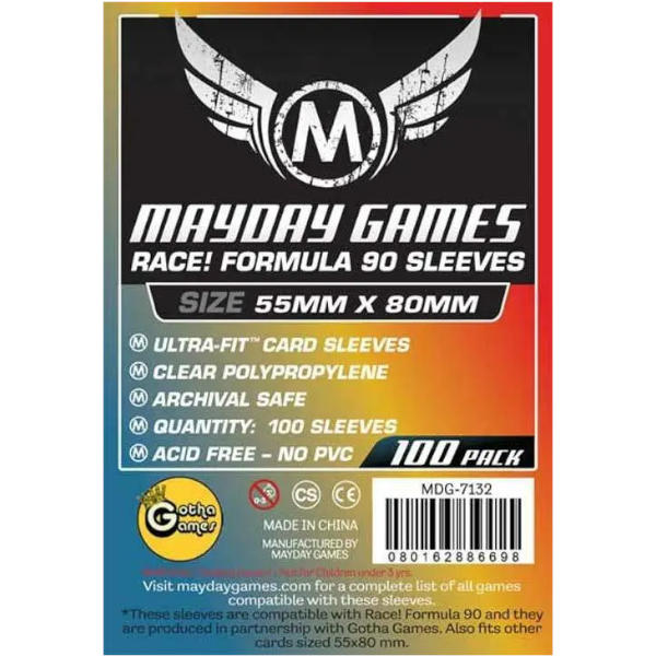 Mayday Games Card Sleeves Race! Formula 90 Card Sleeves 55 X 80 MM 100pcs