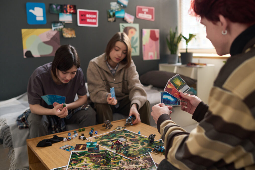 teengers playing a board game